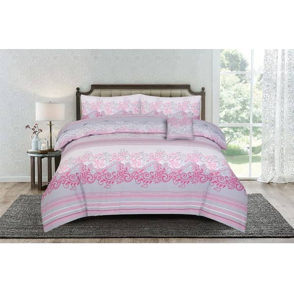Kassino Comforter Single 3pcs Set Carol Grey Pink Kassino Comforter Single 3pcs Set Carol Grey Pink