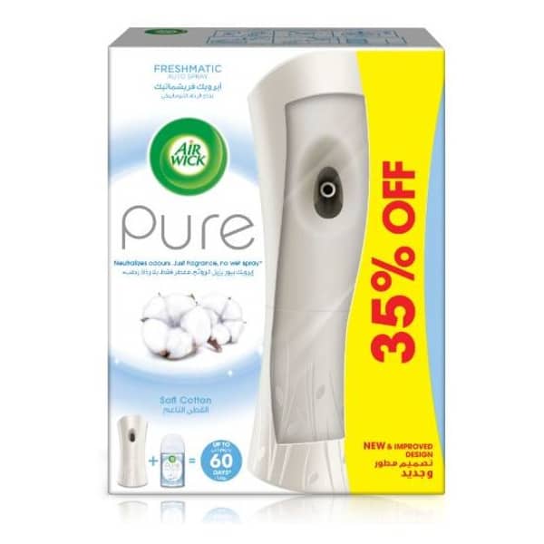 Airwick Air Freshner Freshmatic Auto Spray Pure Soft Cotton 250ml 35% Off Airwick Air Freshner Freshmatic Auto Spray Pure Soft Cotton 250ml 35% Off