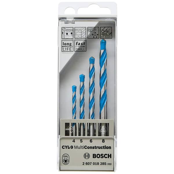 Bosch Multi Purpose Drill Bit Set 4,5,6,8 Mm Bosch Multi Purpose Drill Bit Set 4,5,6,8 Mm
