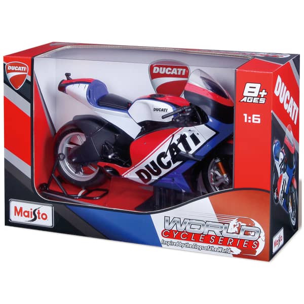 Maisto 32226 1:6 Ducati Motorcycle with Italy German & French Flag Color Graphics 1:6 - Color May Vary