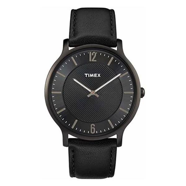 Timex Metropolitan Quartz Black Leather Watch For Men TW2R50100