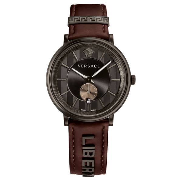 Versace V Circle Brown Leather Watch For Men VBQ040017