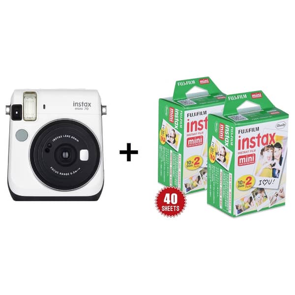 Fujifilm Instax Mini 70 Instant Camera White + Instax Mini 40 Sheets Fujifilm Instax Mini 70 Instant Camera White + Instax Mini 40 Sheets