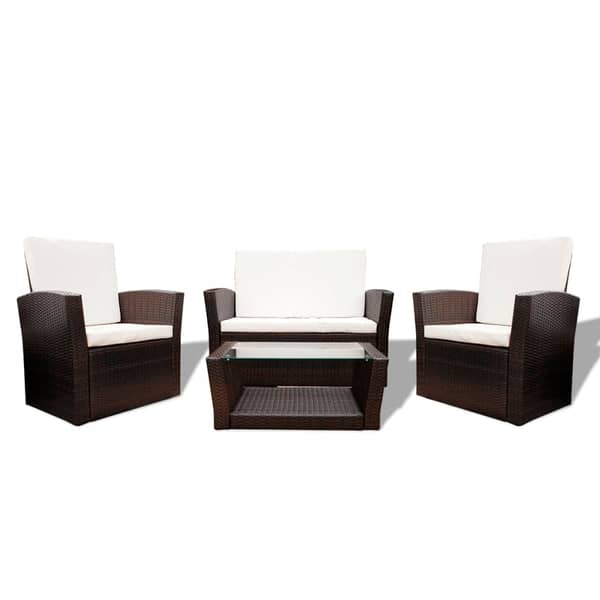 Vidaxl 4 Piece Garden Lounge Set With Cushions Poly Rattan Brown