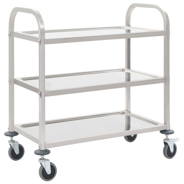 vidaXL 3-Tier Kitchen Trolley 96.5x55x90 cm Stainless Steel vidaXL 3-Tier Kitchen Trolley 96.5x55x90 cm Stainless Steel