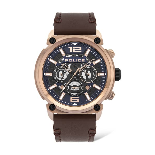 Police Men's Chronograph Watch Black Dial And Brown Leather Strap - P 14378jsr-03 Police Men's Chronograph Watch Black Dial And Brown Leather Strap - P 14378jsr-03