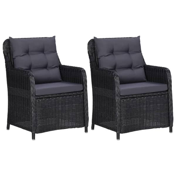 Vidaxl Garden Chairs 2 Pcs With Cushions Poly Rattan Black Vidaxl Garden Chairs 2 Pcs With Cushions Poly Rattan Black