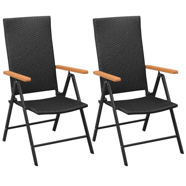 Vidaxl Stackable Garden Chairs 2 Pcs Poly Rattan Black
