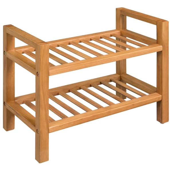 vidaXL Shoe Rack with 2 Shelves 50x27x40 cm Solid Oak Wood vidaXL Shoe Rack with 2 Shelves 50x27x40 cm Solid Oak Wood