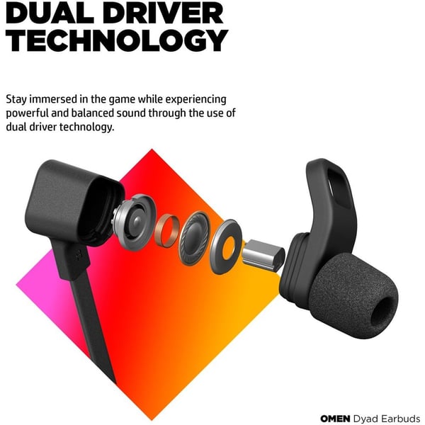HP 8JE67AA OMEN Dyad In Ear Earphone Black HP 8JE67AA OMEN Dyad In Ear Earphone Black