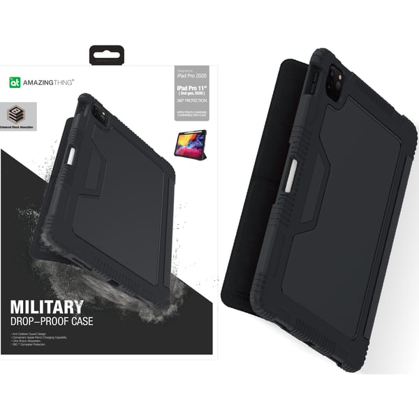 Amazing Thing Military Drop Proof Smart Cover Designed For Apple Ipad Pro 11 Inch (2020) Case/cover With Apple Pencil Slot - Auto Sleep And Wake Function - Black Amazing Thing Military Drop Proof Smart Cover Designed For Apple Ipad Pro 11 Inch (2020) Case/cover With Apple Pencil Slot - Auto Sleep And Wake Function - Black