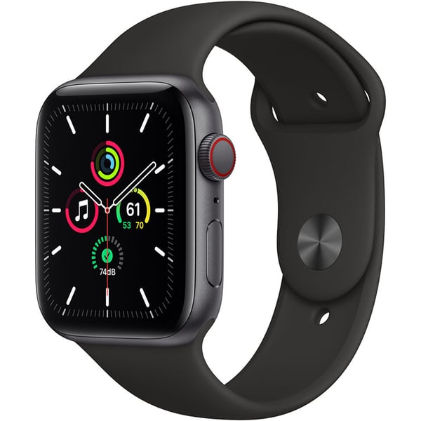 Apple Watch SE (GPS + Cellular) (44mm) - Space Gray Aluminum Case With Black Sport Band (MYER2LL/A)