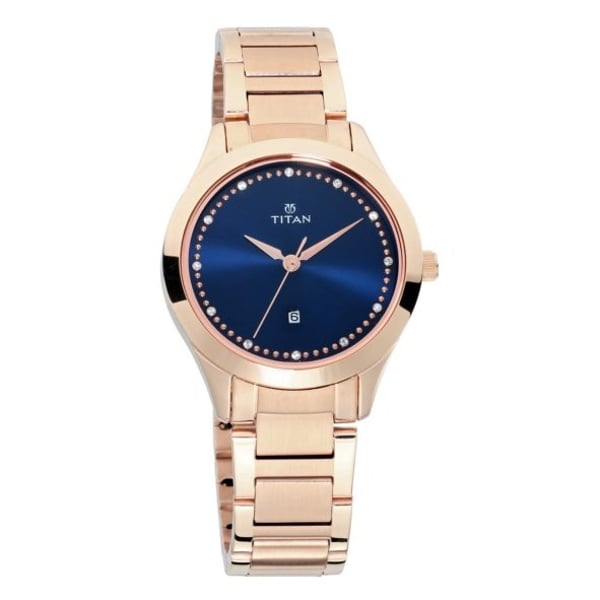 Buy Titan 2570wm05 Sparkle Blue Dial Analog Date Function Watch For Ladies Online In Uae Sharaf Dg