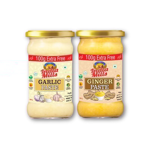 India Mills Ginger Paste 400 gm + Garlic Paste 400 gm India Mills Ginger Paste 400 gm + Garlic Paste 400 gm
