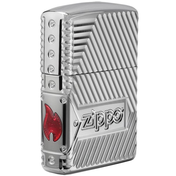 Zippo Classic Lighter 29672 167 Luxury Zippo Bolts 360 Multicut Highlights Design With Zippo Flame Adorns The Side High Polish | Chrome