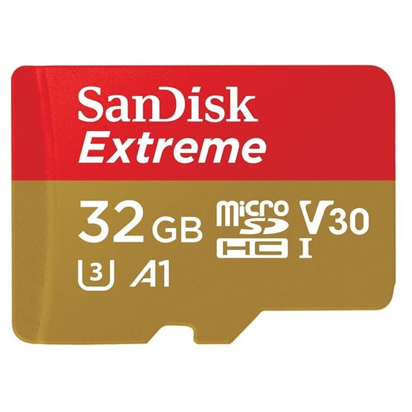 بطاقة سانديسك إكستريم MicroSDHC 32 جيجابايت مع منفذ SD 