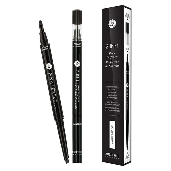 Absolute New York 2 In 1 Brow Perfecter Eye Pencil Natural Ebony ABS0AEBD01 Absolute New York 2 In 1 Brow Perfecter Eye Pencil Natural Ebony ABS0AEBD01