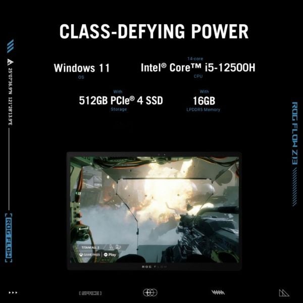 Asus ROG Flow Z13 GZ301ZA-LD109W Gaming Laptop - Core i5 4.5GHz 16GB 512GB Win11 13.4inch WUXGA Black English/Arabic Keyboard Asus ROG Flow Z13 GZ301ZA-LD109W Gaming Laptop - Core i5 4.5GHz 16GB 512GB Win11 13.4inch WUXGA Black English/Arabic Keyboard