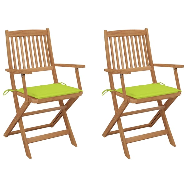Buy vidaXL Folding Garden Chairs 2 pcs with Cushions Solid Acacia Wood
