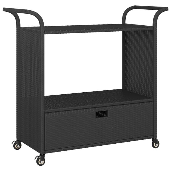 Vidaxl Bar Cart With Drawer Black 100x45x97 Cm Poly Rattan Vidaxl Bar Cart With Drawer Black 100x45x97 Cm Poly Rattan