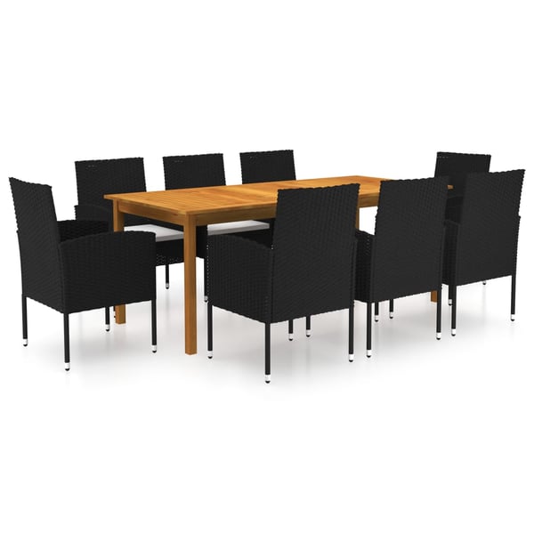 vidaXL 9 Piece Garden Dining Set Black vidaXL 9 Piece Garden Dining Set Black