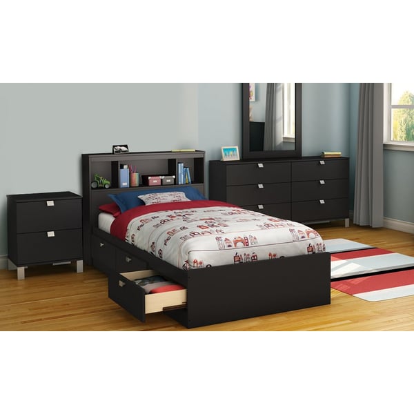 Spark Twin Mates Bed With Drawers, Queen Size White Storage Bed Bookcase Headboard