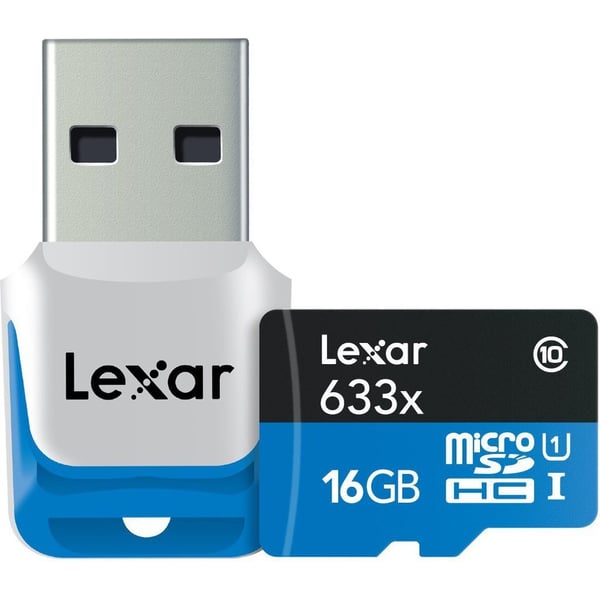 Lexar LSDMI16GBBEU633R Micro SDHC W/ Card Reader 16GB 633X