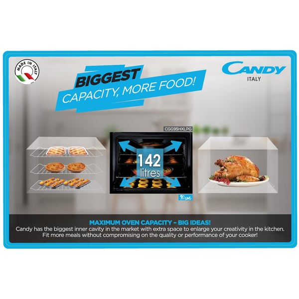 Candy 5 Gas Burners Cooker CGG95HXLPG Candy 5 Gas Burners Cooker CGG95HXLPG