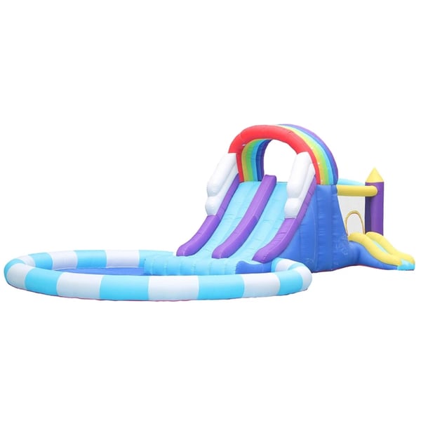 Bait Al Tarfeeh Huge Inflatable Pvc Water Double Slide With Pool And Jumping Castle (air Machine Included)