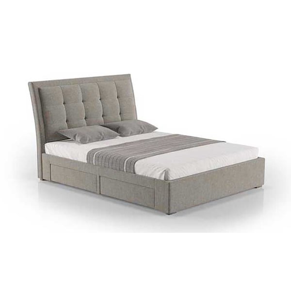 Four-Drawer Storage Bed Queen without Mattress Light Grey Four-Drawer Storage Bed Queen without Mattress Light Grey