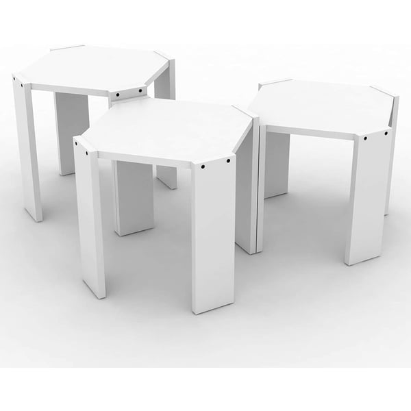 Buy Home Canvas Hansel Nested Coffee Table Set Of Three White Online In Uae Sharaf Dg