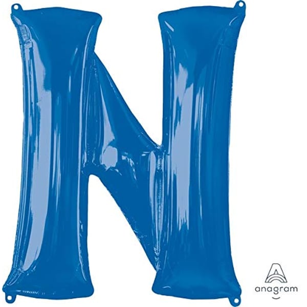 Anagram Letter N Blue Foil Balloon, 34