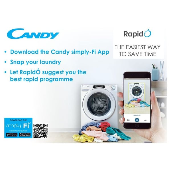 Candy Front Load Washer 10 kg RO16106DWHC7-19 Candy Front Load Washer 10 kg RO16106DWHC7-19