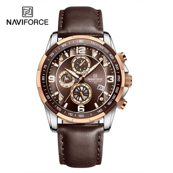 Naviforce NF8020L-BRWN- Genuine Leather Belt Chronograph Edition