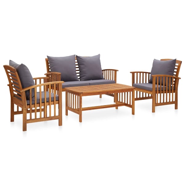 vidaXL 4 Piece Garden Lounge Set with Cushions Solid Acacia Wood vidaXL 4 Piece Garden Lounge Set with Cushions Solid Acacia Wood