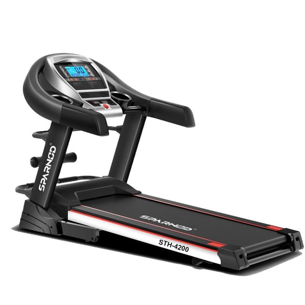 Sparnod Treadmill STH-4200 Foldable 4.5 HP Peak Motor, 125-kg Max User Weight, 14 km/hr Max Speed, Massager, Auto-Incline