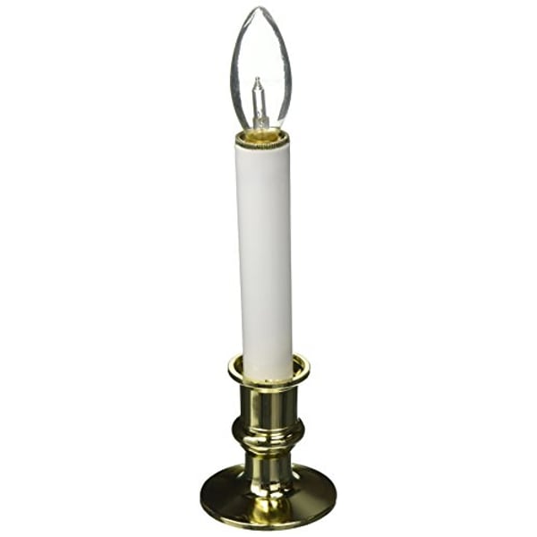 Darice Candle Lamp - Plastic - Battery - White - Brass Colored Base Darice Candle Lamp - Plastic - Battery - White - Brass Colored Base