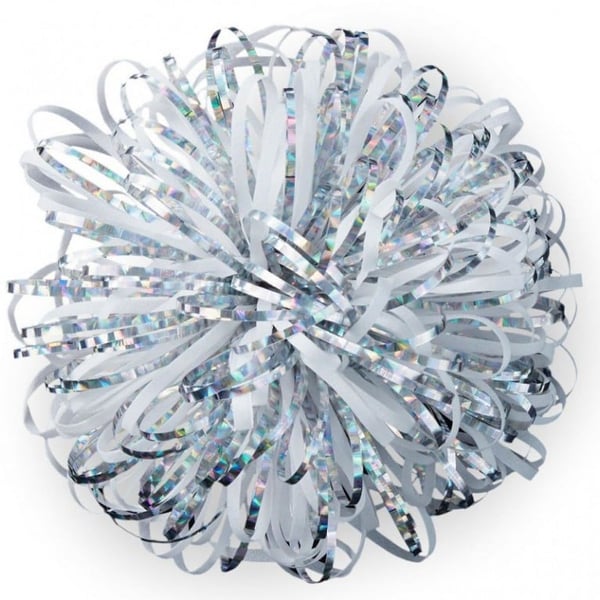 Hallmark White and Silver Metallic Pom Pom Gift Bow 5 - 763795230006 Hallmark White and Silver Metallic Pom Pom Gift Bow 5 - 763795230006
