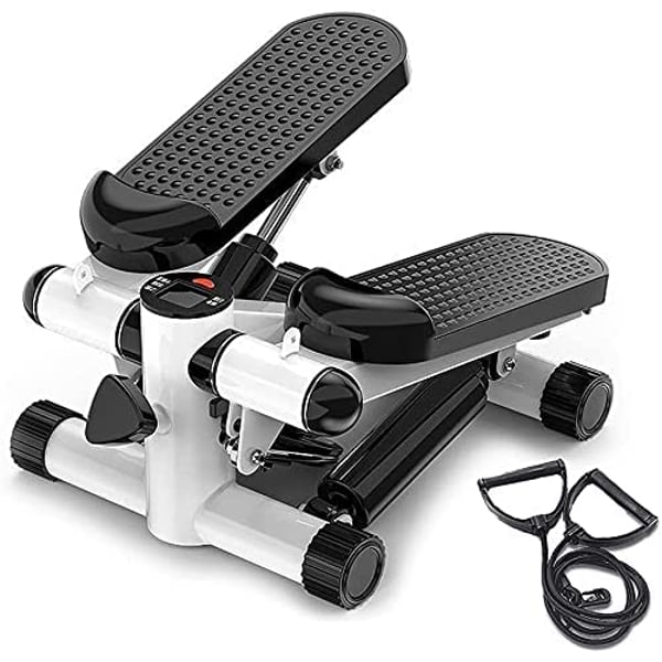ULTIMAX Mini Stepper Abs Toner Workout without Electronic Display Home Exercise Equipment with Resistance Bands (with Rope), Air Climber Stepping Fitness Machine - White