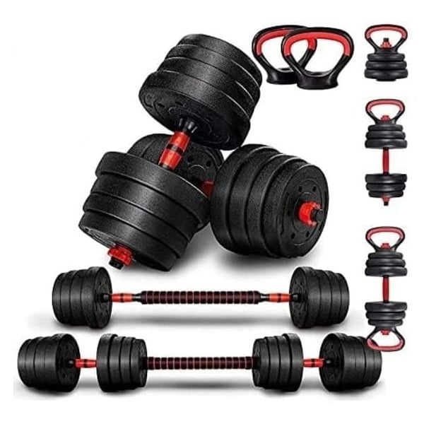 Ultimax Adjustable 7 In 1 Dumbbell Set With Connecting Rod Used As Barbell, Kettlebell And Push-ups-20kgs