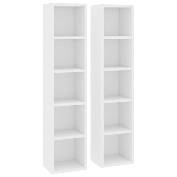 vidaXL CD Cabinets 2 pcs White 21x16x93.5 cm Engineered Wood