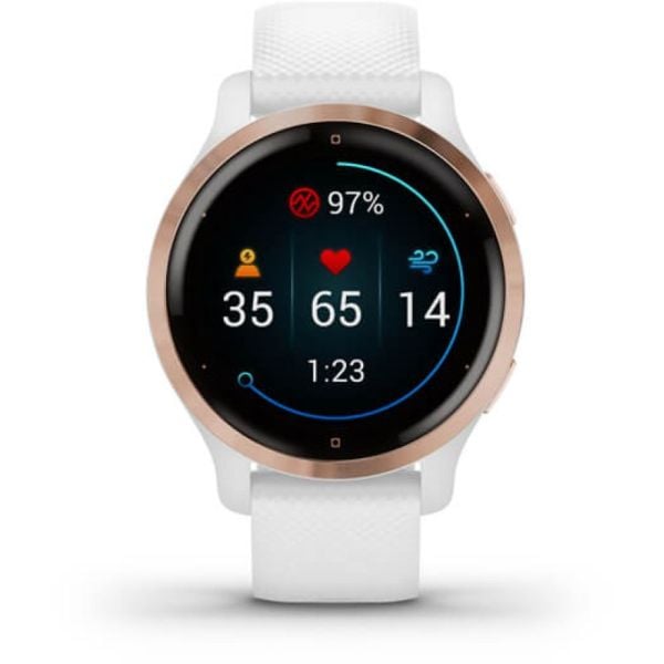 Garmin Venu 2S Rose Gold Stainless Steel Bezel with White Case and Silicone Band 40mm Smartwatch
