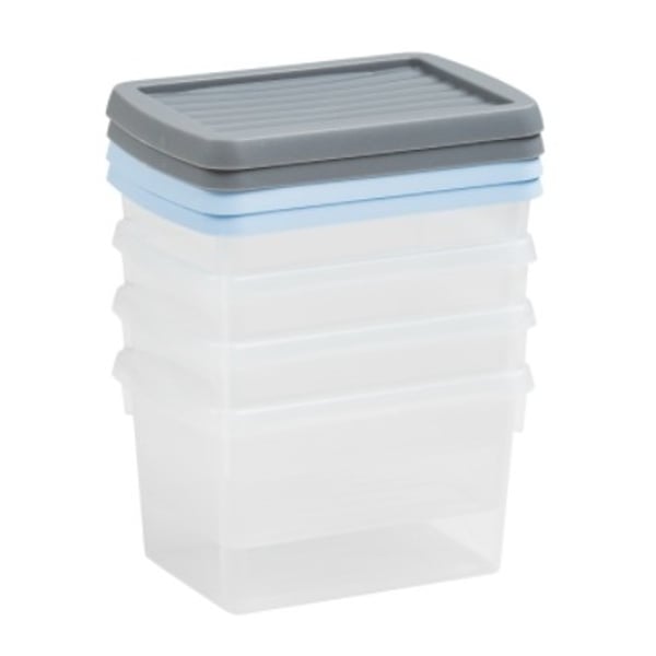 Storage Box & Lid Set Of 4 Clear/Assorted