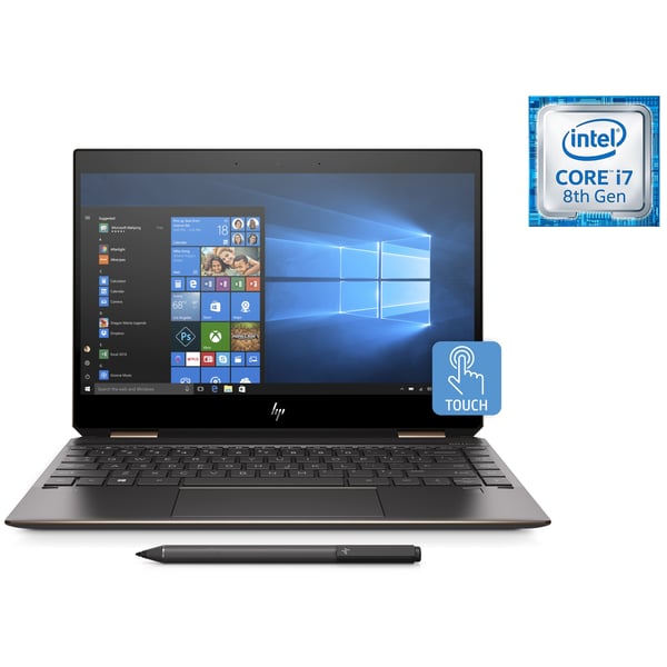 HP Spectre x360 13-AP0005NE Convertible Touch Laptop - Core i7 1.8GHz 8GB 512GB Shared Win10 13.3inch FHD Dark Ash Silver