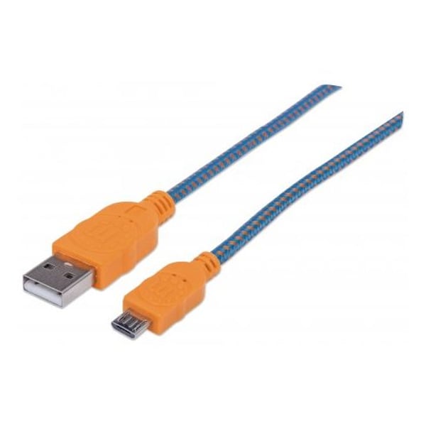 Manhattan Braided Micro USB Cable 1.8M Blue/Orange - 394017