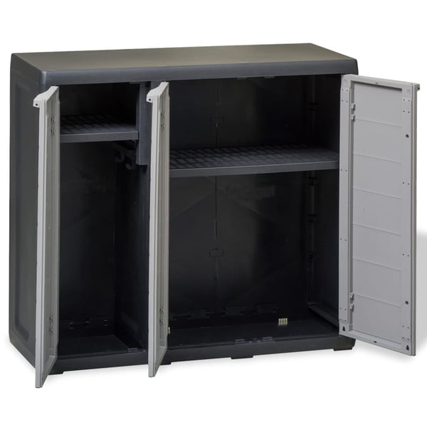 Vidaxl Garden Storage Cabinet With 2 Shelves Black And Grey