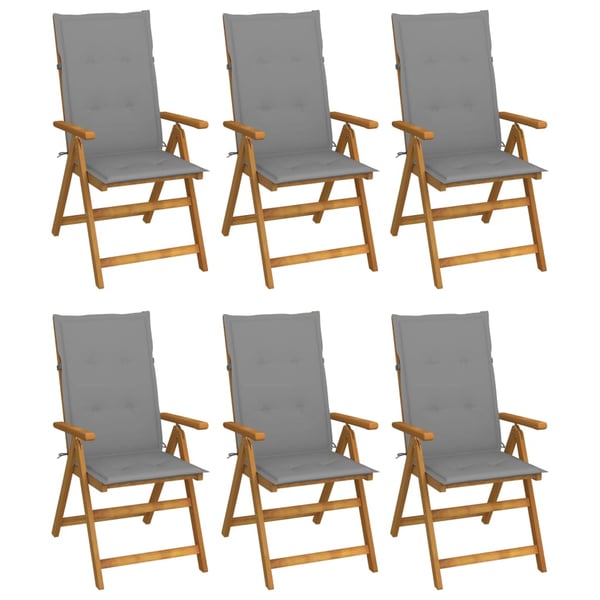 vidaXL Folding Garden Chairs 6 pcs with Cushions Solid Acacia Wood