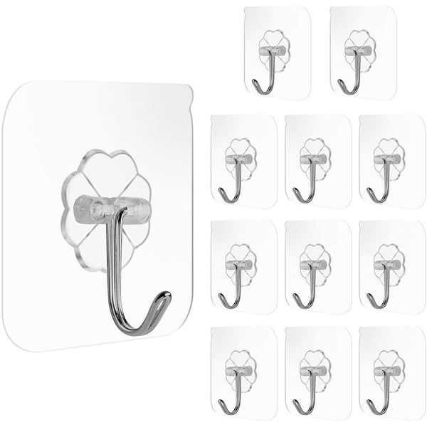 Lavish Pack Of 12 Multi-purpose Double-sided Adhesive Waterproof Clothes Hats Towel Kitchen Bath Door Hooks