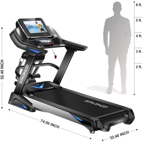 Sparnod Fitness Automatic Motorized Treadmill for Home Use - Touchscreen Display with Wifi and Massager-STH-6000 3 HP (6 HP Peak) Sparnod Fitness Automatic Motorized Treadmill for Home Use - Touchscreen Display with Wifi and Massager-STH-6000 3 HP (6 HP Peak)