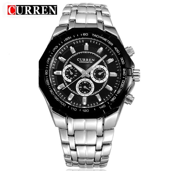 Curren CRN8084-SLVR/BLK-Stainless Steel with rugged elegance & fashion Curren CRN8084-SLVR/BLK-Stainless Steel with rugged elegance & fashion